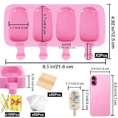 Small Pink Cakesicle Mold Set - Silicone Popsicle Molds with Sticks