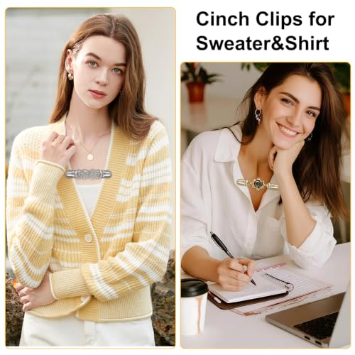 Adjustable Cinch Clips Set for Women - 7 Pcs Retro Clothing Fasteners