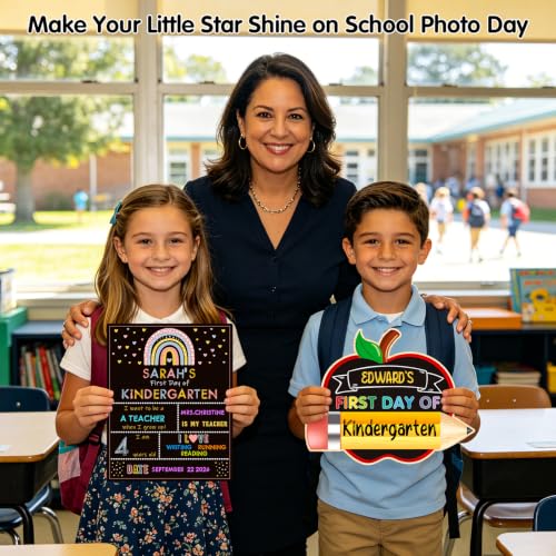 Boho Rainbow First Day of School Sign - Reusable Double-Sided Milestone Board