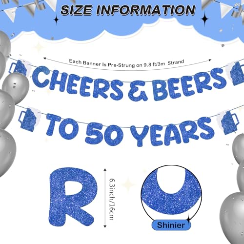 Cheers & Beers to 50 Years Banner - 50th Birthday Party Decor