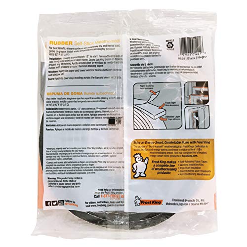 Frost King Foam Tape 3/8" Wide x 5/16" Tall - 10 ft Black