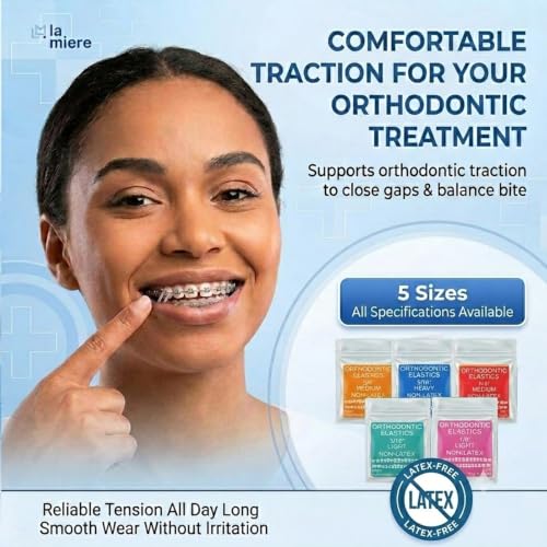 LA MIERE Non-Latex Orthodontic Elastics 1/4 Inch Medium 100 Count