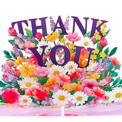 3D Pop Up Thank You Card - Paper Flowers Design (A-Style 1)