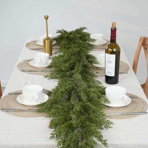6ft Faux Cedar Garland - Real Touch Christmas Decor for Home & Holiday