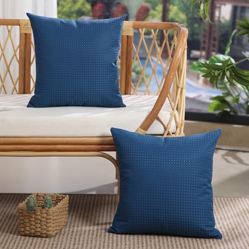 DFXSZ Dark Blue Outdoor Pillow Covers 18x18 Inch Set of 2