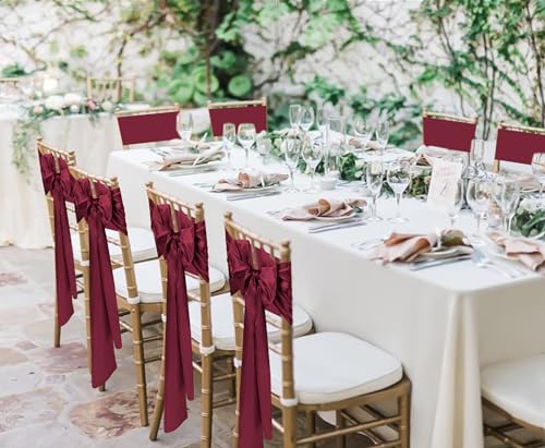 Burgundy Satin Table Runner 20 Pack 30 x 275 cm for Weddings & Parties