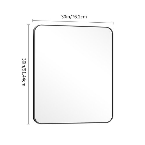 DESBING 30" x 36"Bathroom Mirror, Matte Black Wall Mirror with Metal Frame, Decorative Rectangular Vanity Mirror for Bedroom Bathroom Living Room Entryway (Horizontal/Vertical)