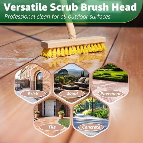 Harrison Greys 7.87" Heavy Duty Deck Scrub Brush Head for Concrete & Wood