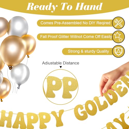 Happy Golden Birthday Banner - Premium Glitter Party Decor