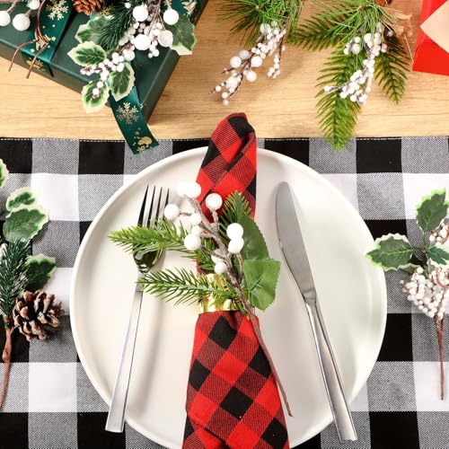 Elegant 24 Pcs Christmas Floral Picks Snowy Pine Cones Holly Greenery Holiday Decor