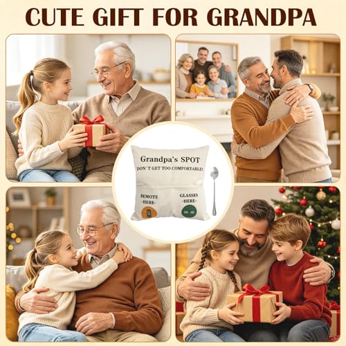 Grandpa's Spot Throw Pillow Cover with Engraved Spoon - Funny Gift