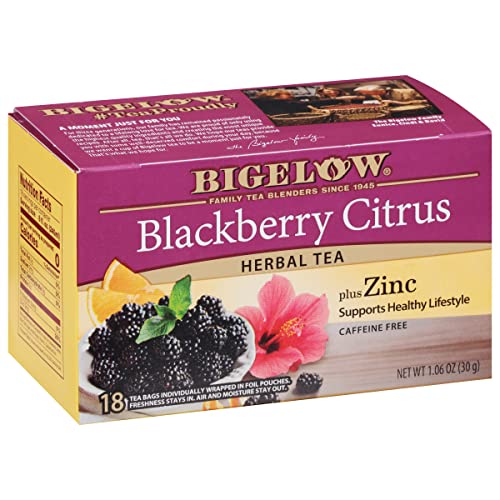Bigelow Tea Blackberry Citrus Herbal Tea with Zinc, Caffeine-Free - 18 Bags
