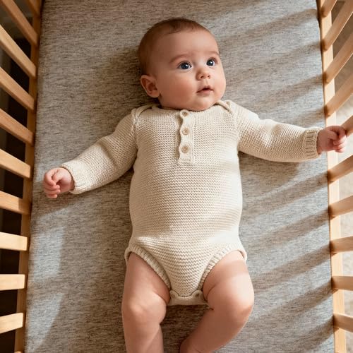 Gllquen Baby Organic Cotton Bassinet Sheets 33x17 Inches Grey Epoch 2-Pack