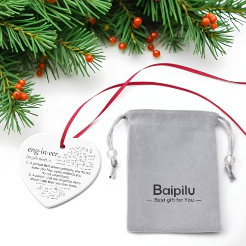 Funny Engineer Christmas Ornament - Ceramic Heart Gift for Engineers