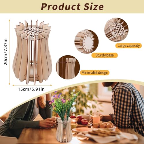 Wooden Puzzle Vase for Lego Flowers & Artificial Floral Arrangements