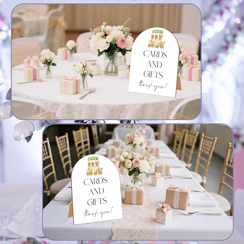 Cards and Gifts Bridal Shower Sign - 6x8 Inch Wooden Table Decor