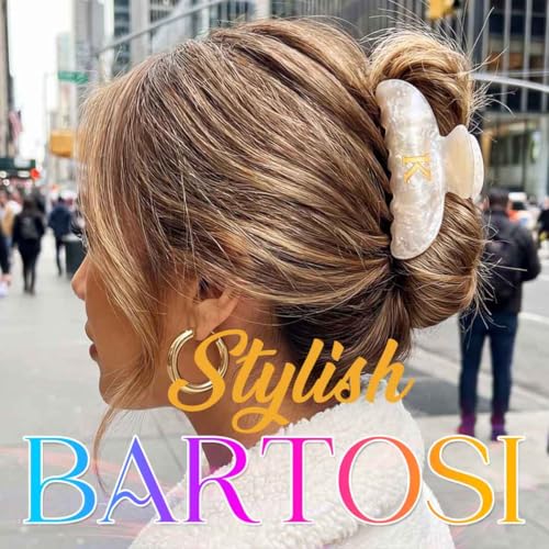 BARTOSI Acrylic Letter Hair Claw Clips Medium Hair Barrettes 2 Pack