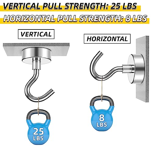 VNDUEEY 20 Pack Heavy Duty Magnetic Hooks - 25Lbs Capacity for Home & Office