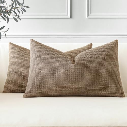 OTOSTAR Pack of 2 Coffee Brown Throw Pillow Covers 12x20 Inch