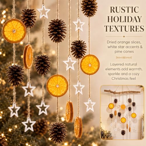 Rustic Christmas Hanging Decor with Dried Orange Slices Wall Art - Fuutreo