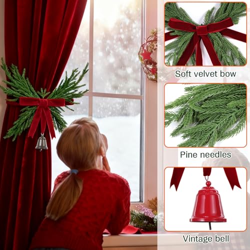 Christmas Wreath Curtain Tieback Buckle Set - Burgundy & Red