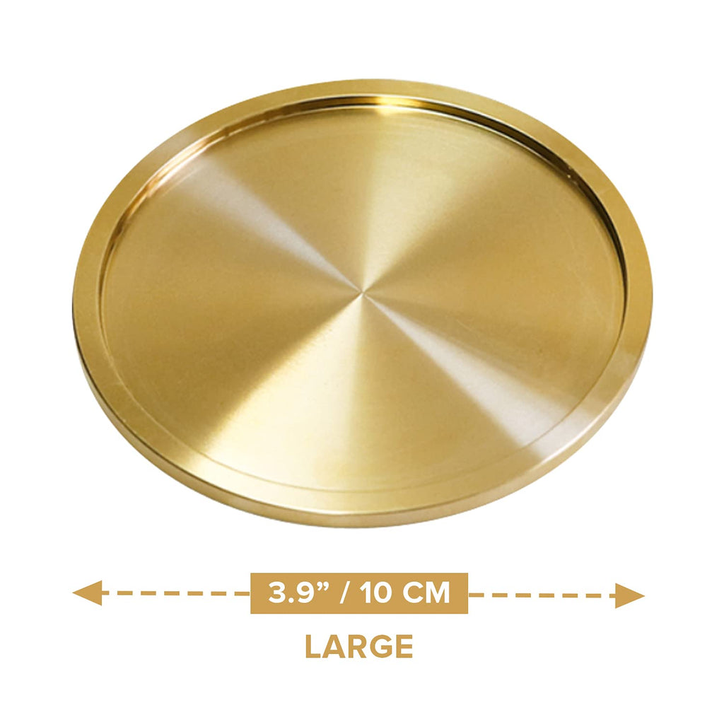 Heavy Brass Coasters for Drinks (6-Pack) - Solid Bronze Gold Coasters - Classy MCM Style Premium Coaster Set - 5 Star Hotel Table & Bar - Board Room Elegant Copper Cup Holder - L