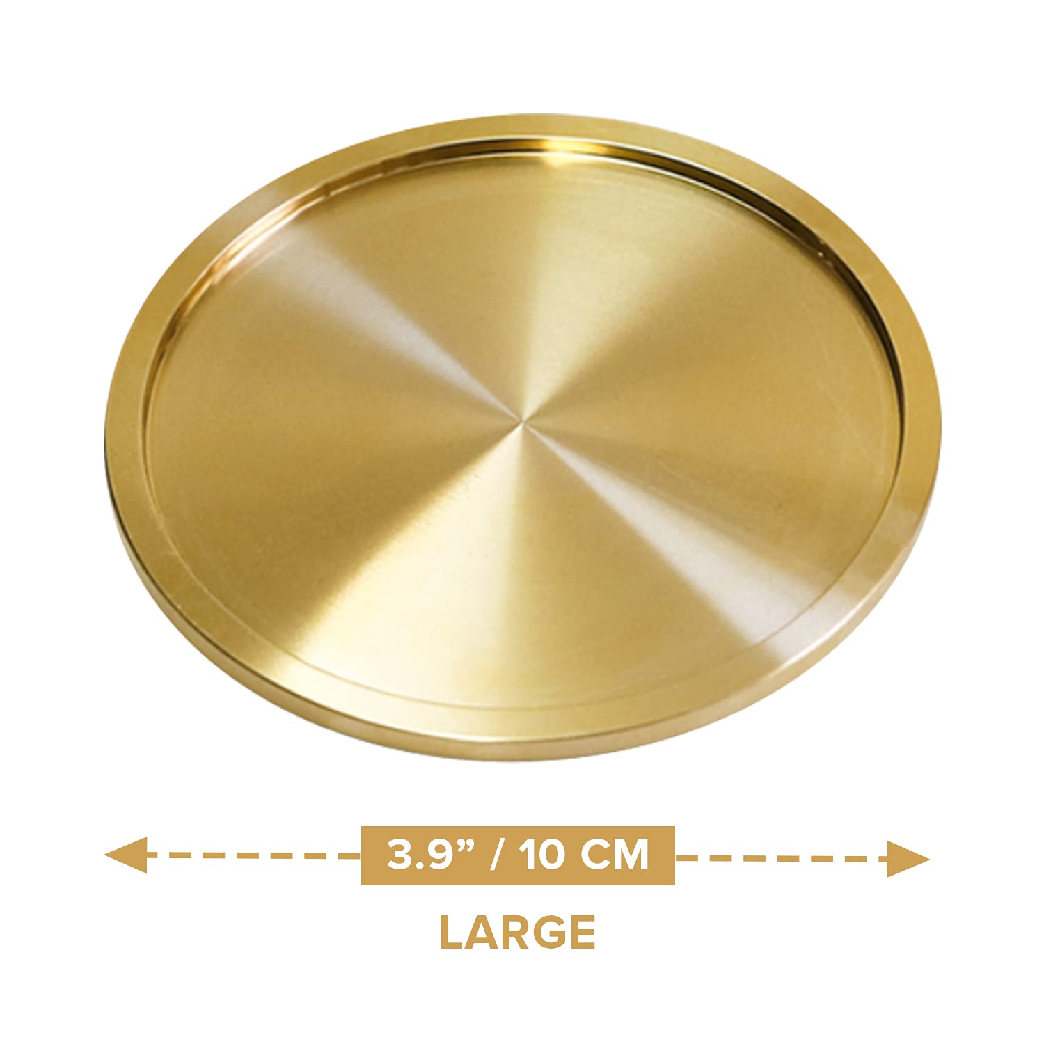 Heavy Brass Coasters for Drinks (6-Pack) - Solid Bronze Gold Coasters - Classy MCM Style Premium Coaster Set - 5 Star Hotel Table & Bar - Board Room Elegant Copper Cup Holder - L