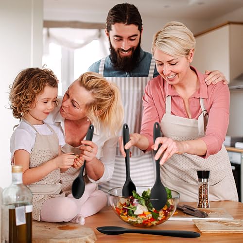 Libemskix Black Silicone Spoons Set - 4 Pcs Large Cooking Utensils