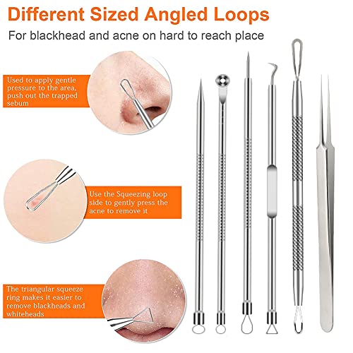 BLAAROOM 6-Piece Pimple Popper Tool Kit - Stainless Steel Blackhead Remover Set
