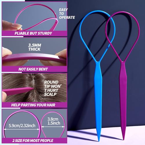 Teenitor French Braid Hair Styling Tool Set - 4Pcs Pony Tail Accessories