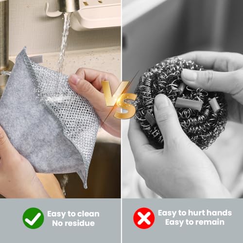 AUAUY Non-Scratch Wire Dishcloths 12-Pack, 2-Layer Mesh Cleaning Rags