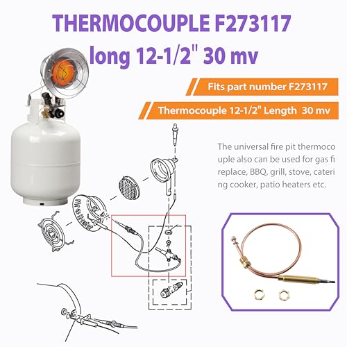 12-1/2" Replacement Thermocouple for Mr. Heater Tank Top Heaters F273117