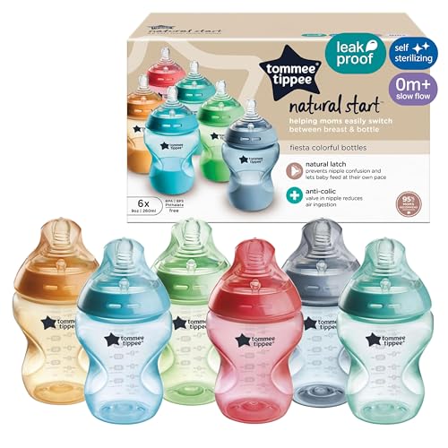 Tommee Tippee Natural Start Baby Bottles 9oz Anti-Colic Pack of 6, 0m+