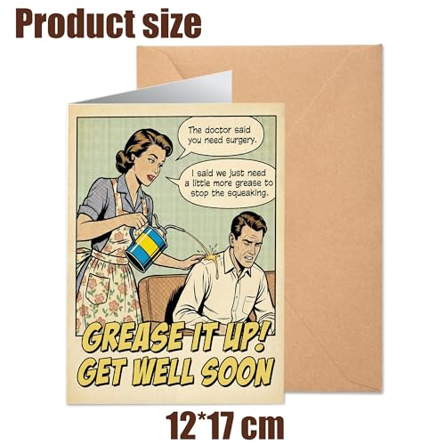 Funny Get Well Card - Grease It Up Joint Pain Humor