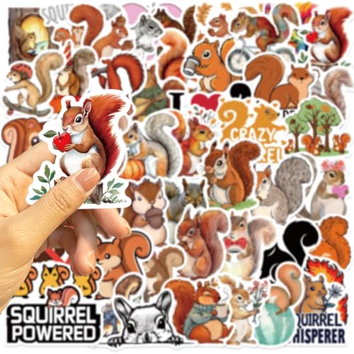 50 Pack Cute Red Squirrel Wall Decals for Kids' Rooms