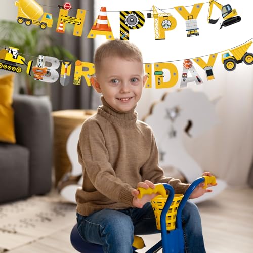 Construction Birthday Banner for Boys - Durable Party Supplies