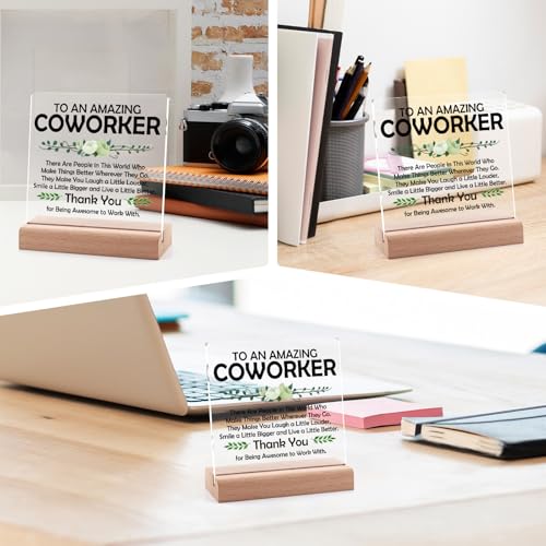 Dabihu Acrylic Appreciation Plaque with Wooden Stand Desk Decor