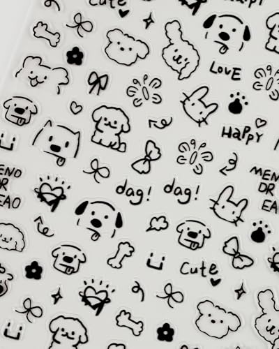 Black Puppy Nail Stickers - Self-Adhesive Trendy Nail Art Decals