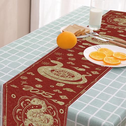 Year of the Snake 2025 Chinese Table Runner - 13x72 inches