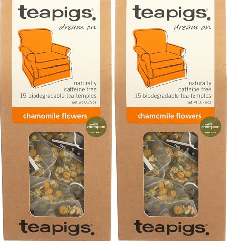 teapigs Chamomile Flowers Tea - Whole Flower Herbal Tea, 15 Count (Pack of 2)