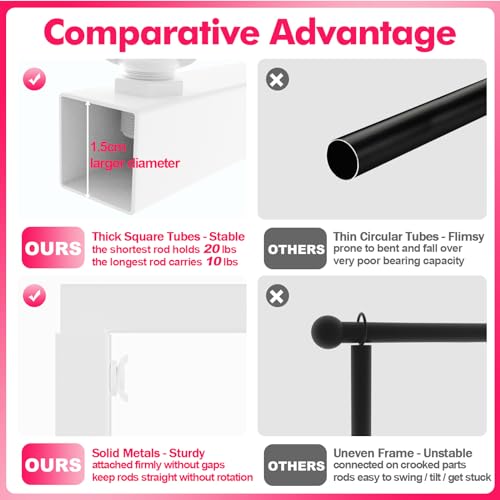 White Over Table Rod Stand with Clamp 2 Pack Adjustable Banner Support