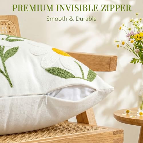 Emvency 18x18 Inch Embroidered Floral Throw Pillow Covers - Set of 2