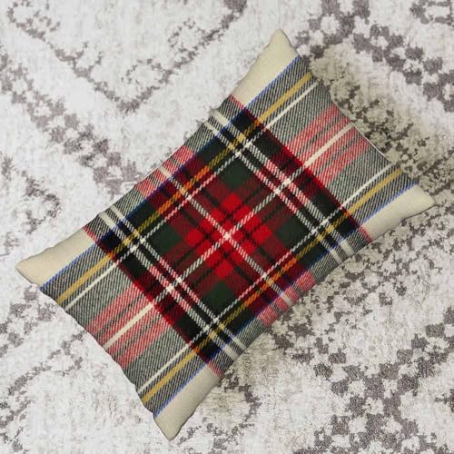 Scottish Tartan Pillow Case - Soft Red & White Plaid Cover 20" x 26"