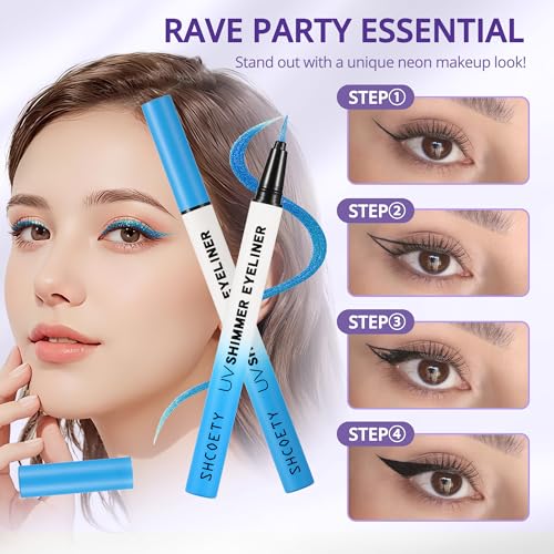 Wismee Shimmer Blue Metallic Neon Liquid Eyeliner Waterproof