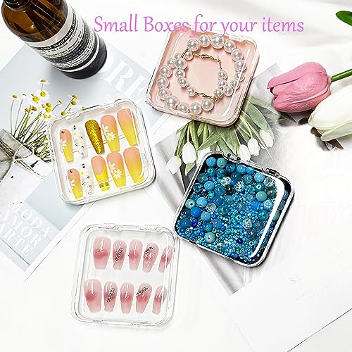 12pcs Clear Press-On Nail Storage Box Set with Adhesive Tape Organizer