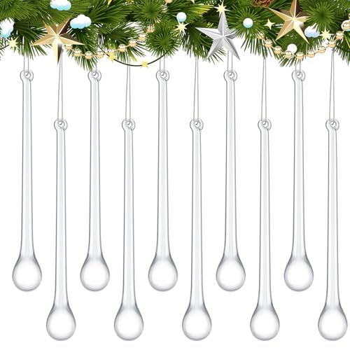 24 Pcs Clear Glass Icicle Christmas Ornaments - Extra Long 3.94 x 0.79 Inches
