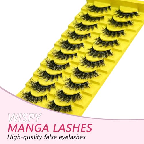 Wispy Cat Eye False Eyelashes - Fluffy Faux Mink Strip Lashes 10 Pairs
