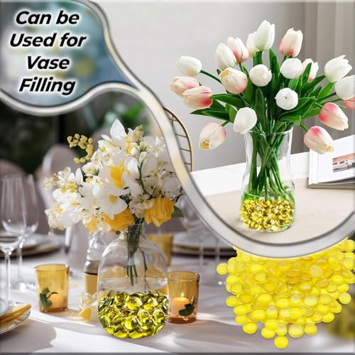 Yellow Flat Glass Marbles - 1 lb (100 pcs) for Crafts & Decor
