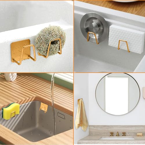 MOROBOR Gold 2-Pack Stainless Steel Sink Sponge Holders, Rustproof Kitchen Organizer