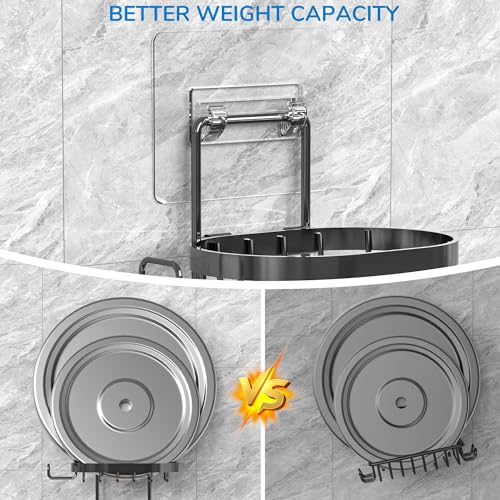 MASADI 2 Tier Black Soap Dish Holder with Hooks - Stainless Steel Shower Caddy